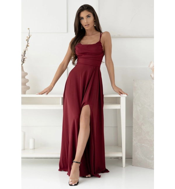 Šaty dlouhé společenské na ramínka dámské VALERIA (34-40) POLSKÁ MÓDA PMLAM25001170-2