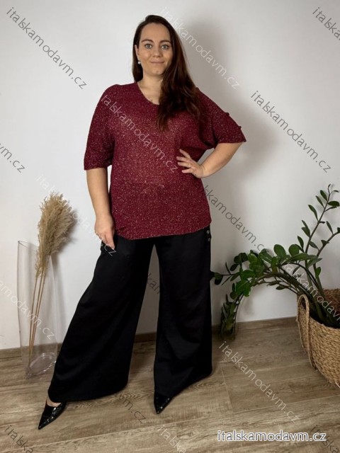 Sveter tenký třpytivý 3/4 rukáv dámsky nadrozmer JITKA (54/56/58 ONE SIZE) TALIANSKA MÓDA IM425820