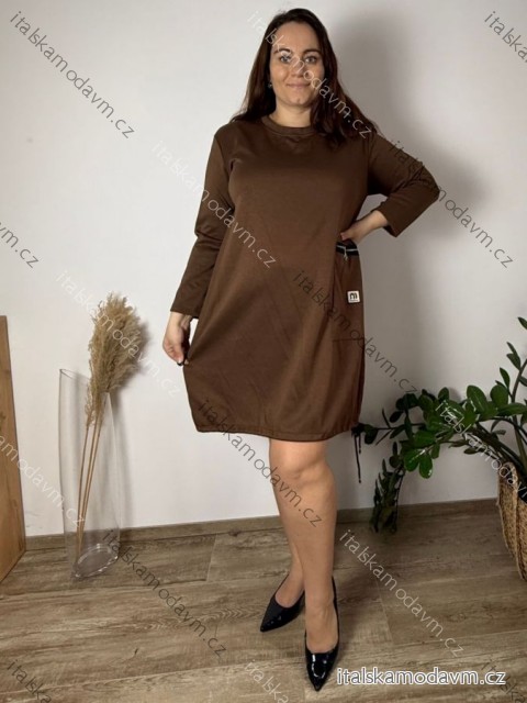 Šaty teplé dlhý rukáv dámske nadrozmer (50/52/54 ONE SIZE) TALIANSKA MÓDA IM425659