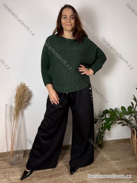 Svetr dlouhý rukáv dámská nadrozměr OLIVIE(54/56/58 ONE SIZE) ITALSKÁ MÓDA IM4261112/DU 54/56/58 tmavě zelená