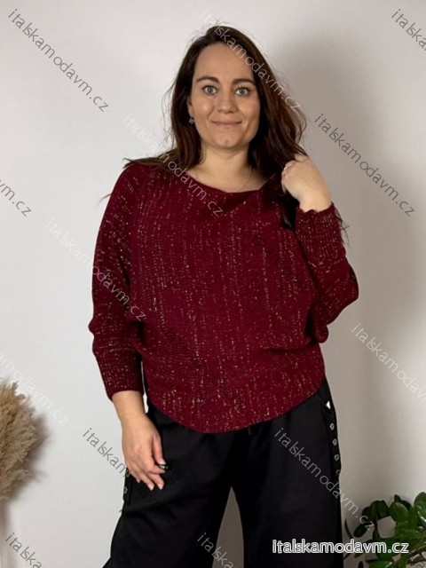 Svetr dlouhý rukáv dámská nadrozměr OLIVIE(54/56/58 ONE SIZE) ITALSKÁ MÓDA IM4261112/DU 54/56/58 vínová