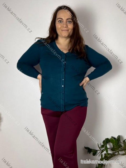 Svetr na knoflíky dlouhý rukáv dámský (L/XL/2XL ONE SIZE) ITALSKá MODA IM723EVELINA/DU petrolejová