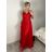 Šaty dlouhé společenské na ramínka dámské LEXI (S/M ONE SIZE) ITALSKÁ MÓDA IMC25570/DR S/M červená