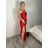 Šaty elegantní společenské dlouhé na ramínka dámské MONA (S/M ONE SIZE) ITALSKÁ MÓDA IM3261111/DR S/M červená