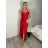 Šaty elegantní společenské dlouhé na ramínka dámské MONA (S/M ONE SIZE) ITALSKÁ MÓDA IM3261111/DR S/M červená