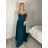 Šaty elegantné spoločenské dlhé na ramienka dámske HELEN (S/M/L ONE SIZE) TALIANSKA MÓDA IM325200/DR S/M/L modrá petrolejová