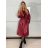 Kabát koženkový oversize s páskem dlouhý rukáv dámský TARA (S/M/L ONE SIZE) ITALSKÁ MÓDA IMWCA251111/DU S/M/L vínová