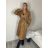 Kabát koženkový oversize s páskem dlouhý rukáv dámský TARA (S/M/L ONE SIZE) ITALSKÁ MÓDA IMWCA251111/DU S/M/L hnědá