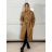 Kabát koženkový oversize s páskem dlouhý rukáv dámský TARA (S/M/L ONE SIZE) ITALSKÁ MÓDA IMWCA251111/DU S/M/L hnědá