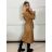 Kabát koženkový oversize s páskem dlouhý rukáv dámský TARA (S/M/L ONE SIZE) ITALSKÁ MÓDA IMWCA251111/DU S/M/L hnědá