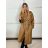 Kabát koženkový oversize s páskem dlouhý rukáv dámský TARA (S/M/L ONE SIZE) ITALSKÁ MÓDA IMWCA251111/DU S/M/L hnědá
