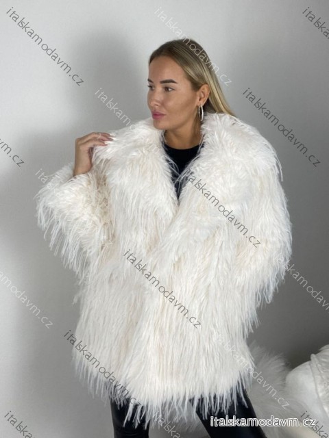 Kabátek kožich chlupatý zimní dlouhý rukáv dámský (S/M/L ONE SIZE) ITALSKÁ MÓDA IMWAR25A1204/DR