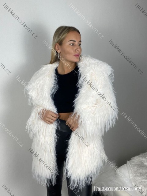 Kabátek kožich chlupatý zimní dlouhý rukáv dámský (S/M/L ONE SIZE) ITALSKÁ MÓDA IMWAR25A1204/DR S/M/L bílá