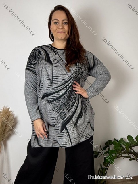 Tunika dlouhý rukáv dámská nadrozměr (L-XL ) TURECKÁ MODA TM9251113/DU XL šedá