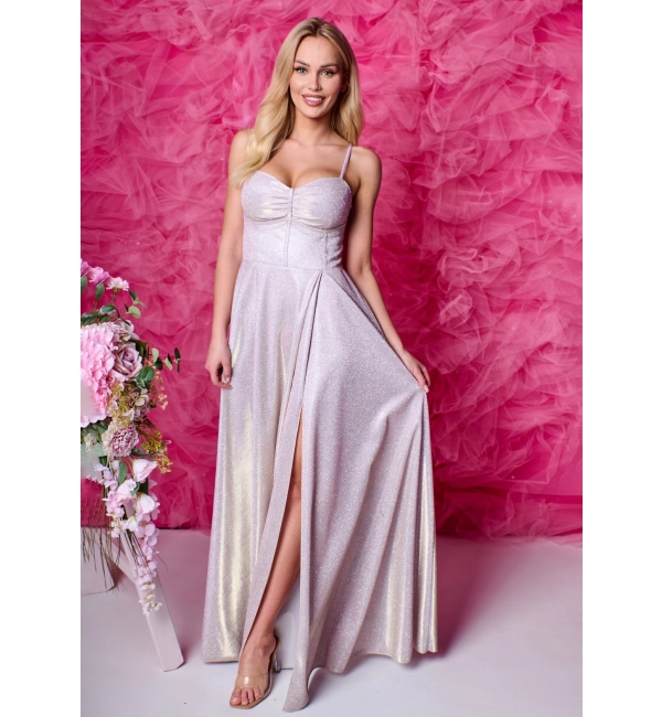 Šaty dlouhé společenské třpytivé na ramínka dámské GORSET (34-38) POLSKÁ MÓDA PMLAM25001113-6