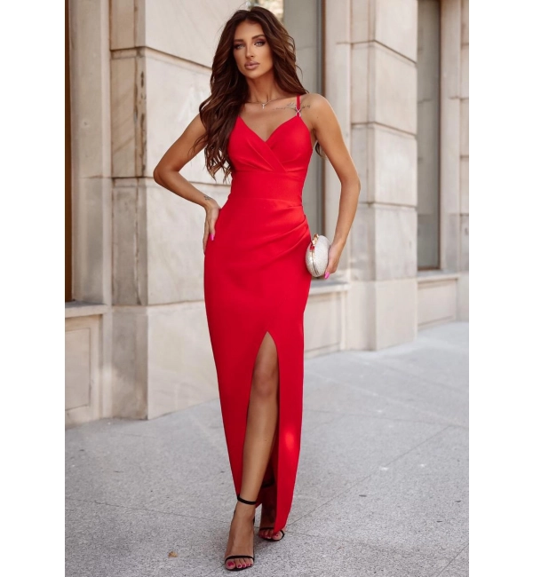 Šaty dlouhé společenské na ramínka dámské KELI (34-40) POLSKÁ MÓDA PMLAM25001161-5