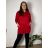 Mikina slabá na zip s kapucí dlouhý rukáv dámská nadrozměr BELLA (46/48/50 ONE SIZE) ITALSKÁ MÓDA IMSM25198/DU 46/48/50 červená