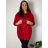 Mikina slabá na zip s kapucí dlouhý rukáv dámská nadrozměr BELLA (46/48/50 ONE SIZE) ITALSKÁ MÓDA IMSM25198/DU 46/48/50 červená