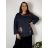 Tunika dlouhý rukáv dámská nadrozměr KARIN (XL-4XL) POLSKÁ MóDA PMWG23KARIN/DU 4XL tmavě modrá