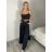Nohavice dlhé s opaskom dámske LOLA (S/M/L ONE SIZE) TALIANSKA MODA IM324055/DUR S/M/L čierna