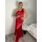 Šaty elegantní společenské dlouhé na ramínka dámské MONA (S/M/L ONE SIZE) ITALSKÁ MÓDA IM3251122/DR S/M/L červená