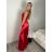 Šaty elegantní společenské dlouhé na ramínka dámské MONA (S/M/L ONE SIZE) ITALSKÁ MÓDA IM3251122/DR S/M/L červená