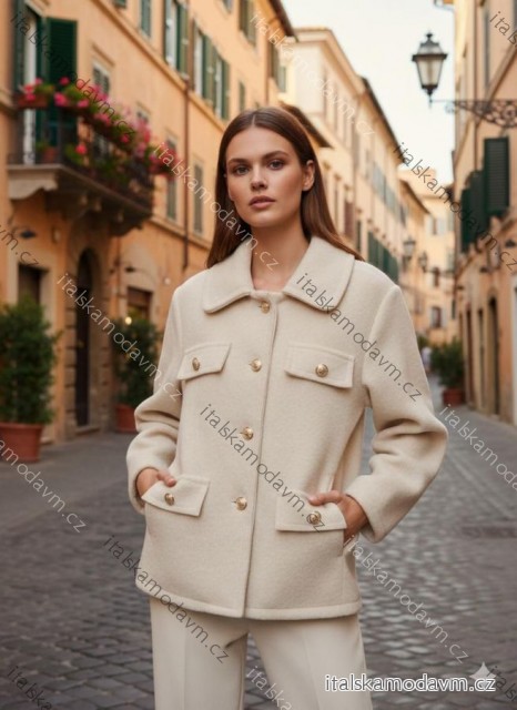Kabátek flaušový dlouhý rukáv dámský (S/M/L ONE SIZE) ITALSKÁ MÓDA IMSM26010