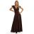 411-15 CRYSTAL saténové dlouhé šaty s výstřihem - čokoládové