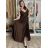 Šaty dlouhé elegantní na ramínka dámské AMANDA (S/M/L ONE SIZE) ITALSKá MODA IM323022/DUR hnědá, S/M/L