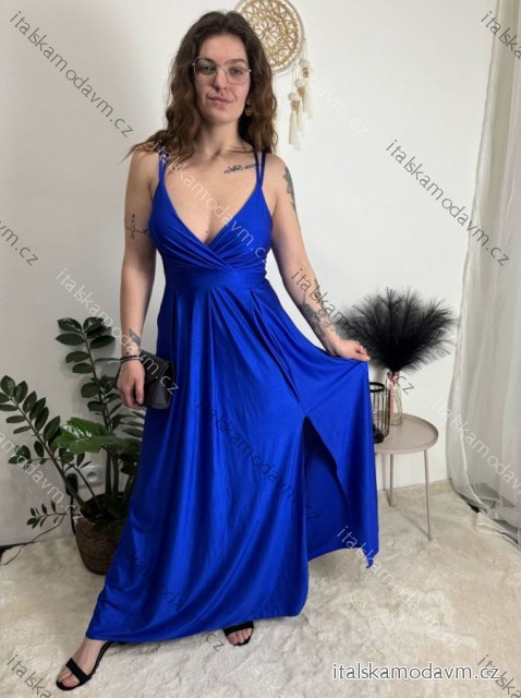 Šaty dlouhé elegantní na ramínka dámské AMANDA (S/M/L ONE SIZE) ITALSKá MODA IM323022/DUR královská modrá S/M/L