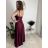 Šaty elegantní společenské dlouhé na ramínka dámské CHAIRA (S/M/L ONE SIZE) ITALSKÁ MÓDA IM3252001/DUR vínová S/M/L
