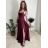 Šaty elegantní společenské dlouhé na ramínka dámské CHAIRA (S/M/L ONE SIZE) ITALSKÁ MÓDA IM3252001/DUR vínová S/M/L