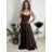 Šaty elegantní společenské dlouhé na ramínka dámské CHAIRA (S/M/L ONE SIZE) ITALSKÁ MÓDA IM3252001/DUR vínová S/M/L
