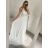 Šaty elegantní svatební společenské dlouhé na ramínka dámské (S/M ONE SIZE) ITALSKá MóDA IMM2218806-S/DUR S/M bílá