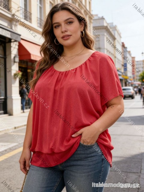 Halenka krátký rukáv dámská nadrozměr (46/48/50 ONE SIZE) ITALSKÁ MÓDA IM426021