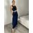 Sukně dlouhá s páskem dámská (S/M/L ONE SIZE) ITALSKÁ MÓDA IMSM26003/DU -   tmavě modrá -   S/M/L