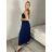 Sukně dlouhá s páskem dámská (S/M/L ONE SIZE) ITALSKÁ MÓDA IMSM26003/DU -   tmavě modrá -   S/M/L