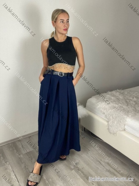 Sukně dlouhá s páskem dámská (S/M/L ONE SIZE) ITALSKÁ MÓDA IMSM26003/DU -   tmavě modrá -   S/M/L