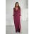 Šaty společenské dlouhý rukáv dámské (34-48) POLSKÁ MÓDA PMLBC25314-10/DUR 44 vínová