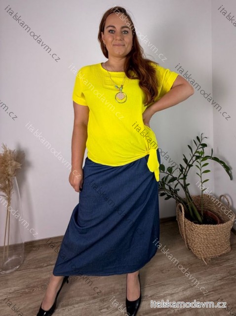 Tunika s príveskom krátky rukáv dámska nadrozmer Pegy (4850/52 ONE SIZE) TALIANSKA MÓDA IM425031/DUR žlutá 48/50