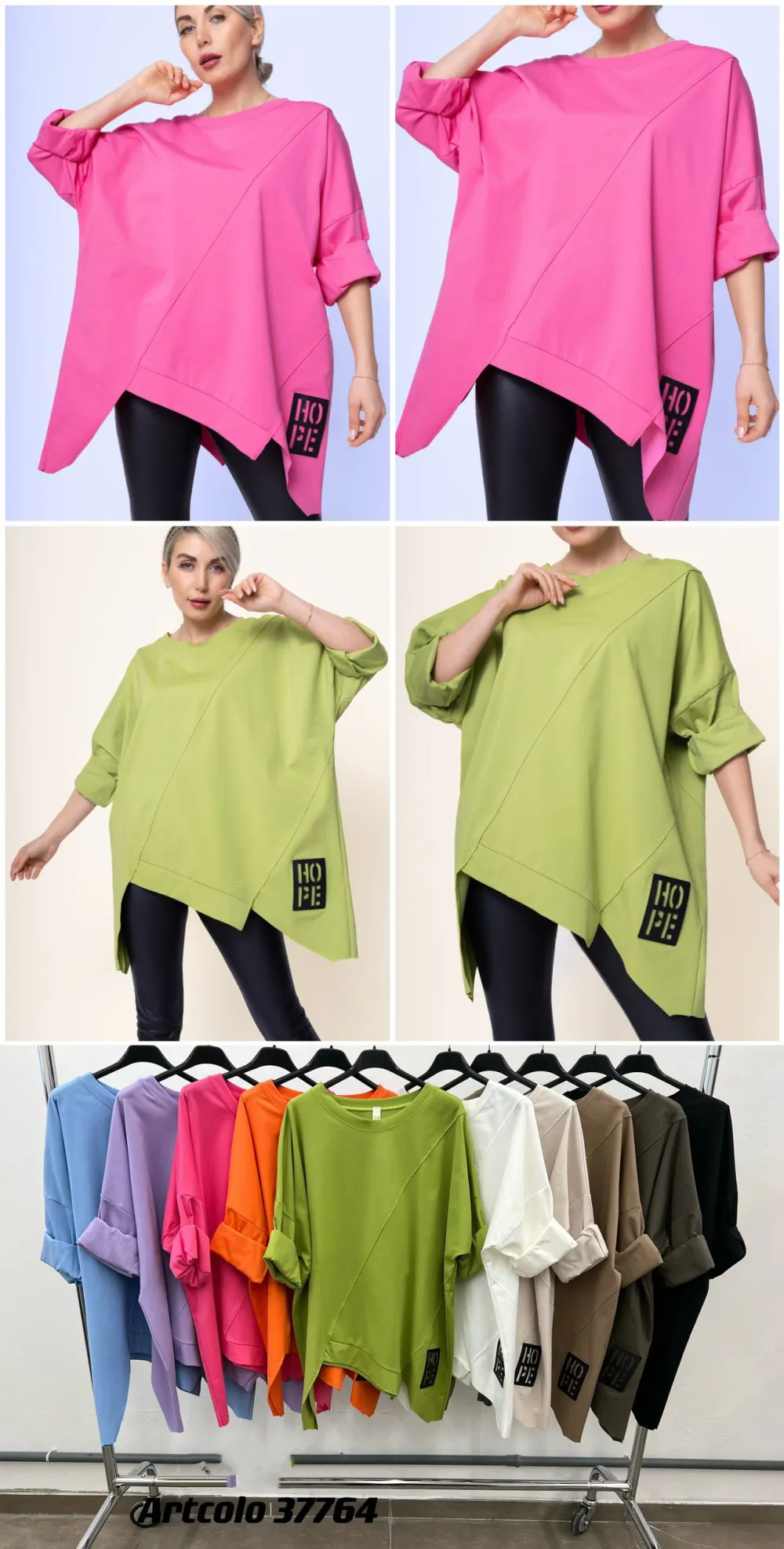 Tunika oversize dlouhý rukáv dámská (S/M/L ONE SIZE) ITALSKÁ MÓDA IMPLI2437764