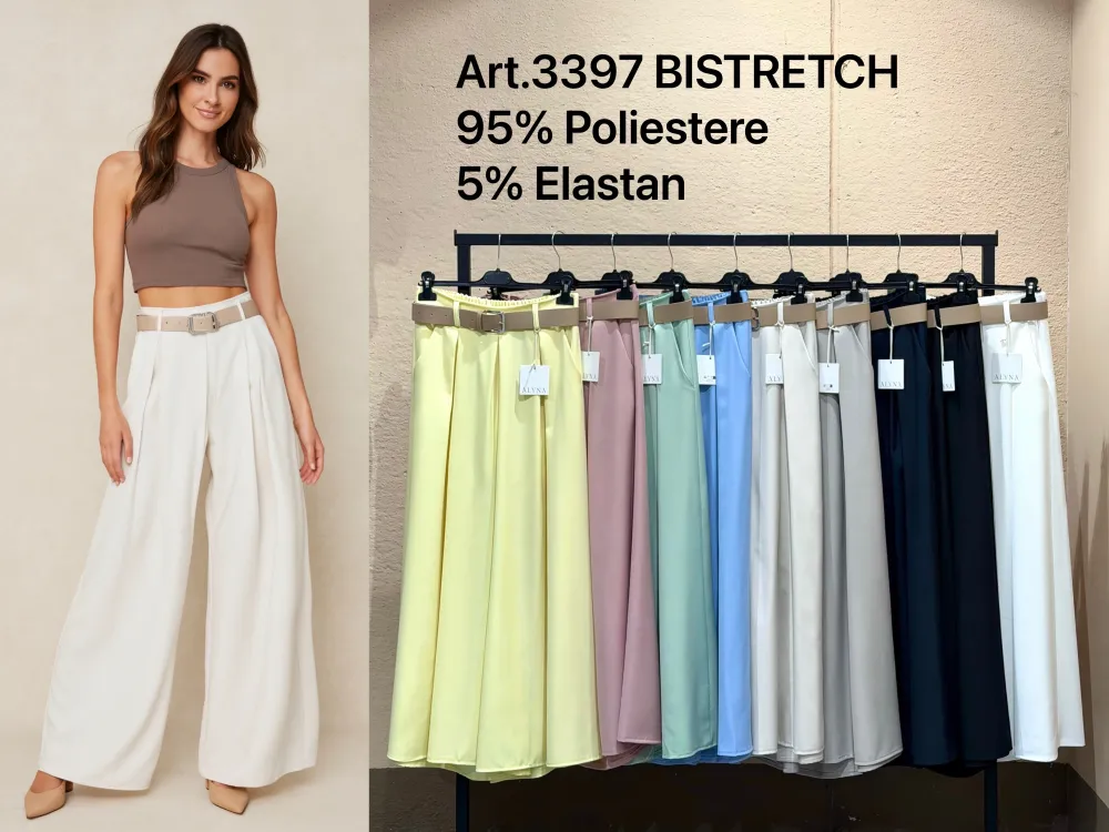 Kalhoty dlouhé elegantní s páskem dámské (S/M/L ONE SIZE) ITALSKÁ MÓDA IMPLI253397