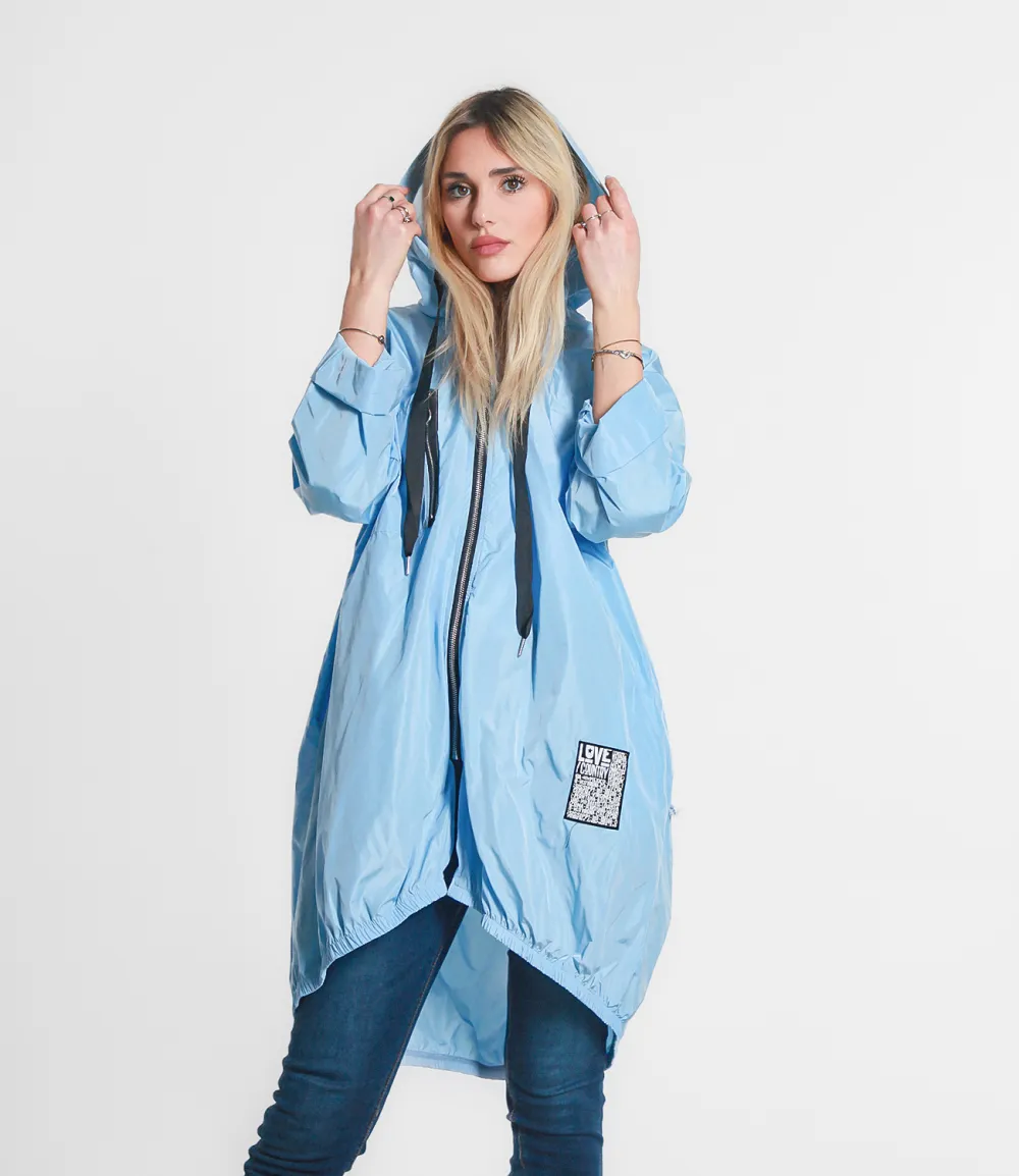 Bunda prodloužená slabá s kapucí na zip dlouhý rukáv dámská (S/M/L ONE SIZE) ITALSKÁ MÓDA IMPLI2590640