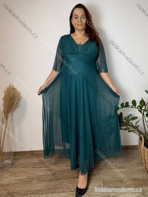 Šaty společenské dlouhé elegantní dlouhý rukáv dámské AMANDA (44/46/48 ONE SIZE) ITALSKÁ MÓDA IMPSH2420033/DU