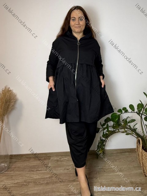 Bunda slabá šusťáková s kapucí dlouhý rukáv dámská nadrozměr (48/50/52 ONE SIZE) ITALSKÁ MÓDA IMSM26038