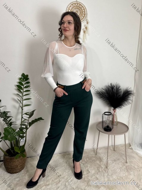Kalhoty dámské VIKTORY (S/M/L ONE SIZE) ITALSKÁ MÓDA IMD25227/DU smaragdová S/M/L