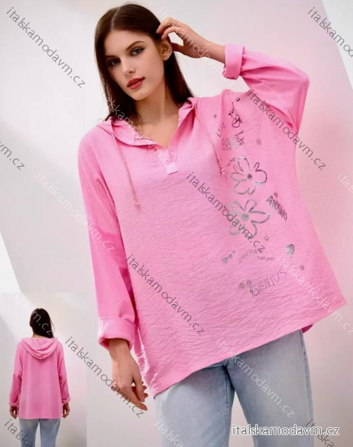 Tunika mikinová s kapucňou dlhý rukáv dámska (S/M/L ONE SIZE) TALIANSKA MÓDA IMPLI2613414