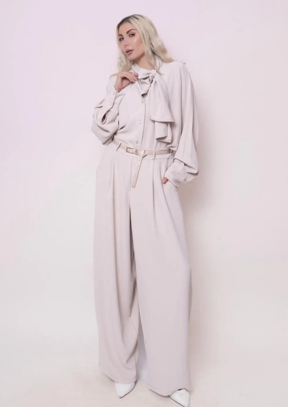 Nohavice dlhé elegantné s opaskom dámske (S/M/L ONE SIZE) TALIANSKA MÓDA IMPLI2651566