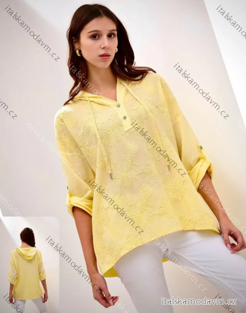 Tunika mikinová s kapucňou 3/4 dlhý rukáv dámska (S/M/L ONE SIZE) TALIANSKA MÓDA IMPLI2617029