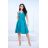 Šaty společenské krátký rukáv dámské (36-54) POLSKÁ MÓDA PMLMR23ROXANA-7/DUR 42 tyrkysová